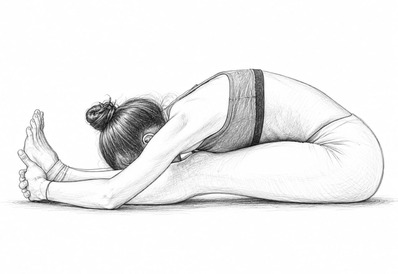 Paschimottanasana  or ‘seated forward bend’