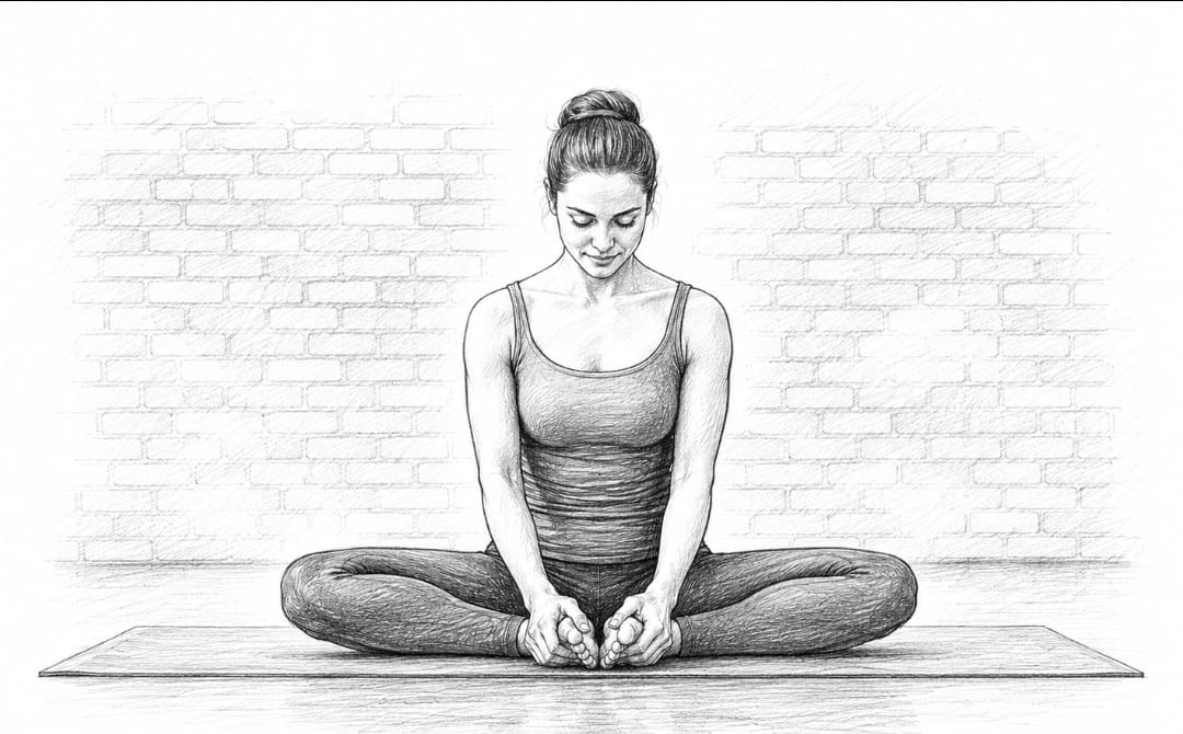 Badhakonasana or  ‘bound angle’ pose or bhadrasana