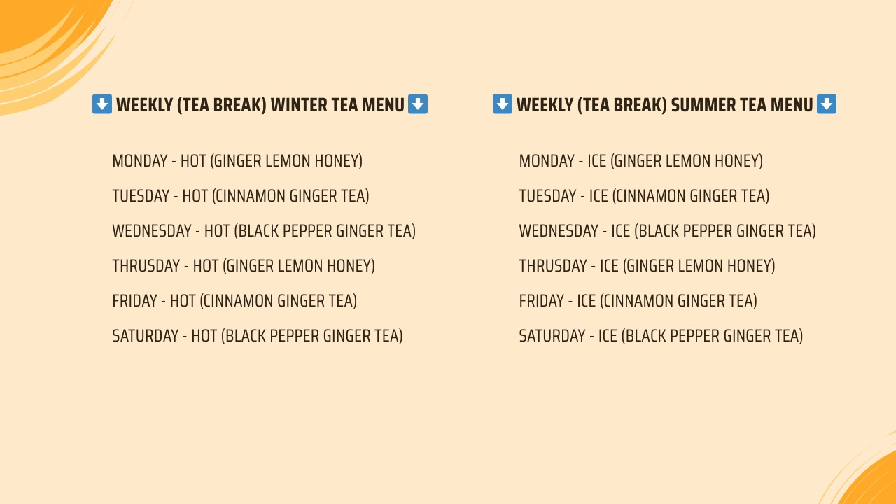 Tea Time Menu