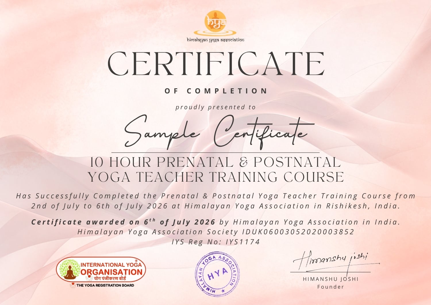 Prenatal Yoga Course Certificate