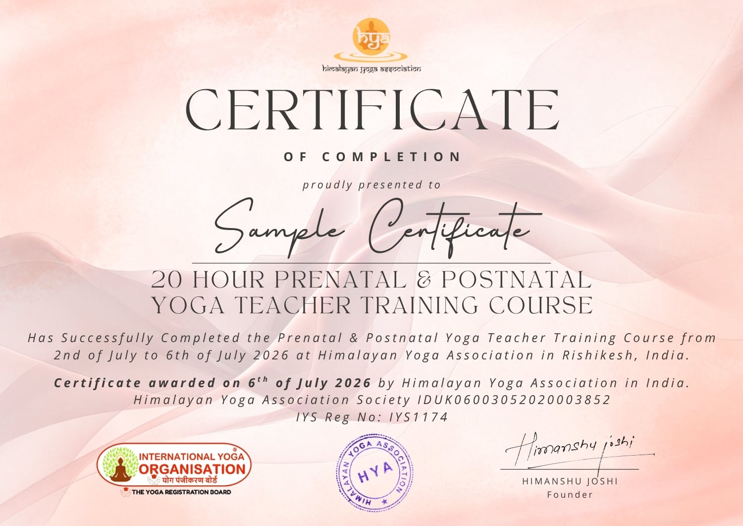 Prenatal Yoga Teacher Training Certificate