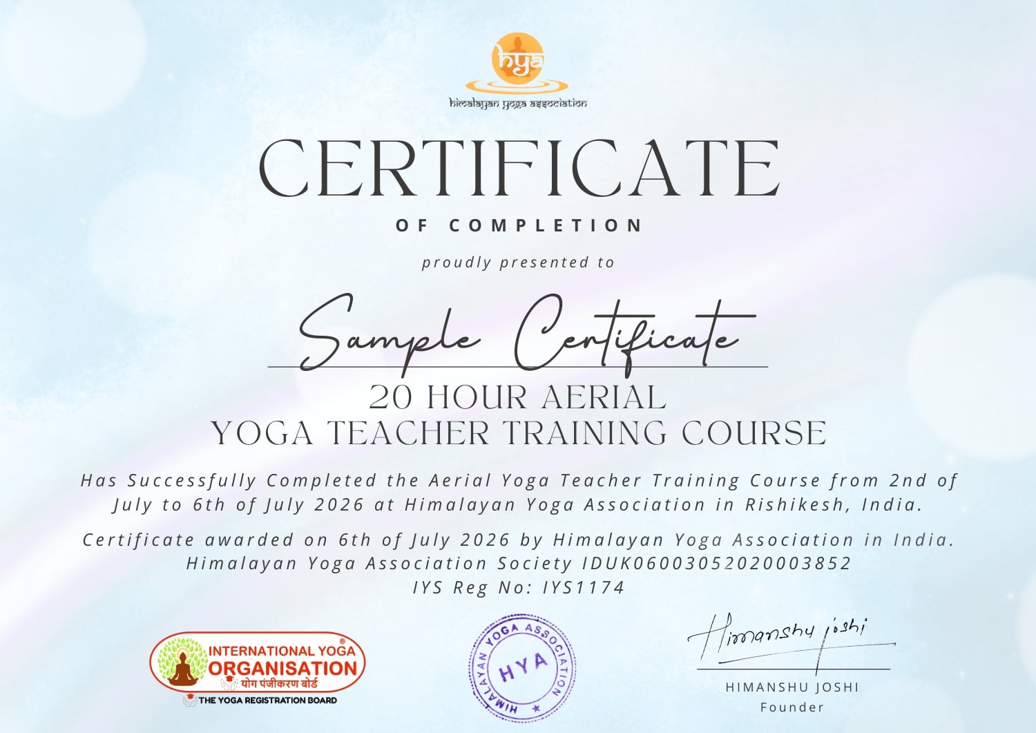 Aerial Yoga Teacher Training Certificate