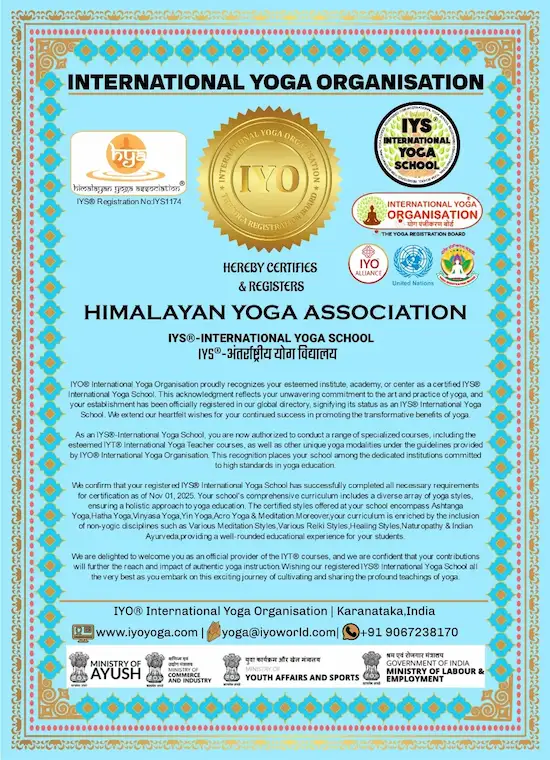 International Yoga Association Certificate Himalayan Yoga Association