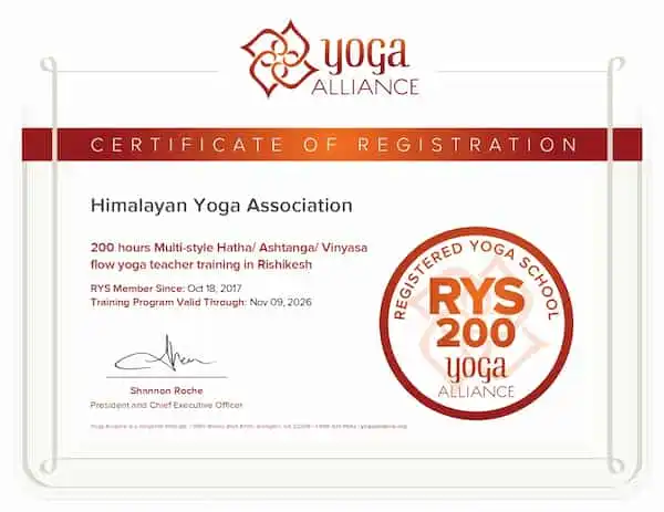 200 Hour Yoga Teacher Training Certificate Himalayan Yoga Association