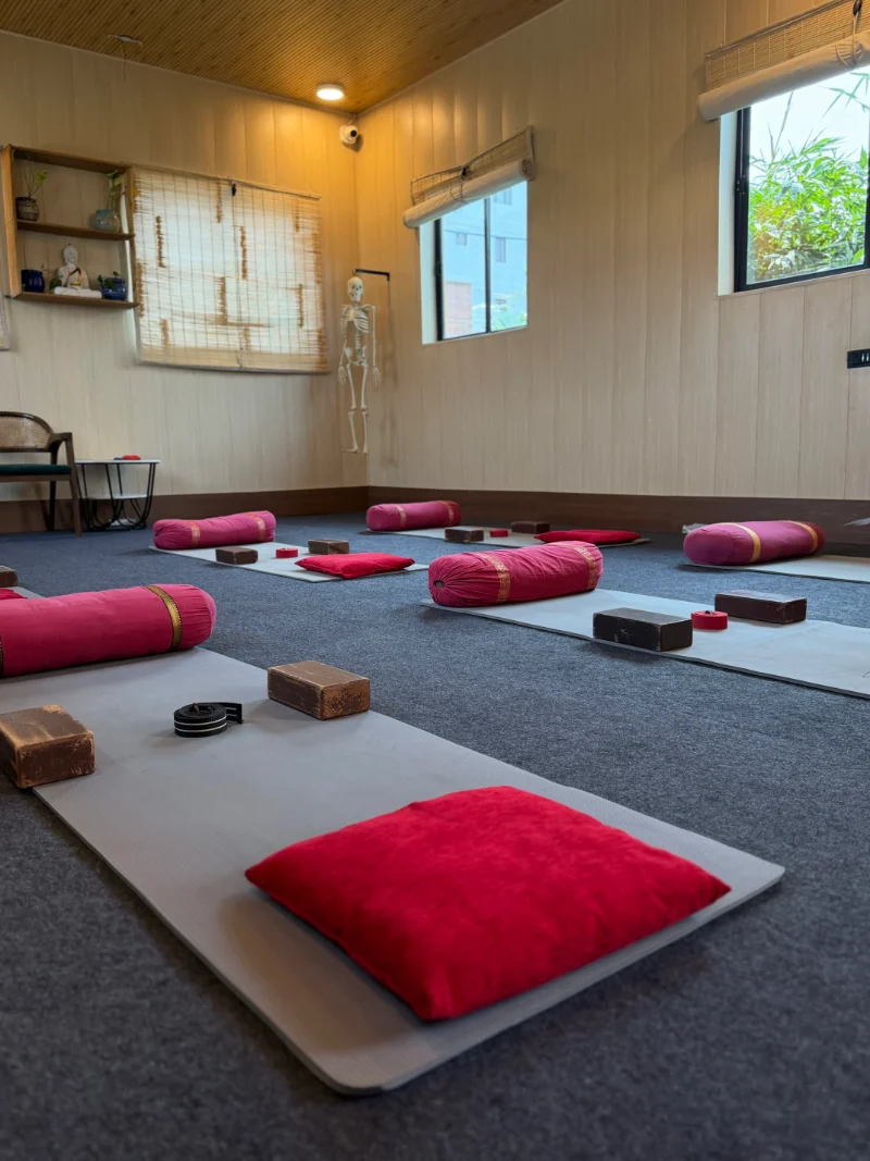 Yin Yoga training session at Himalayan Yoga Association in Rishikesh