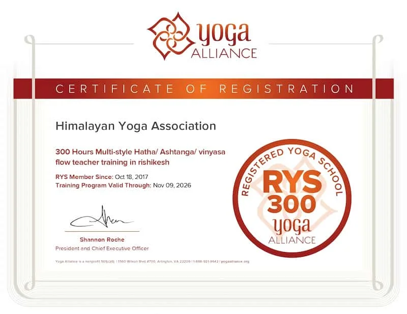 Yoga Teacher Training Certificate Himalayan Yoga Association