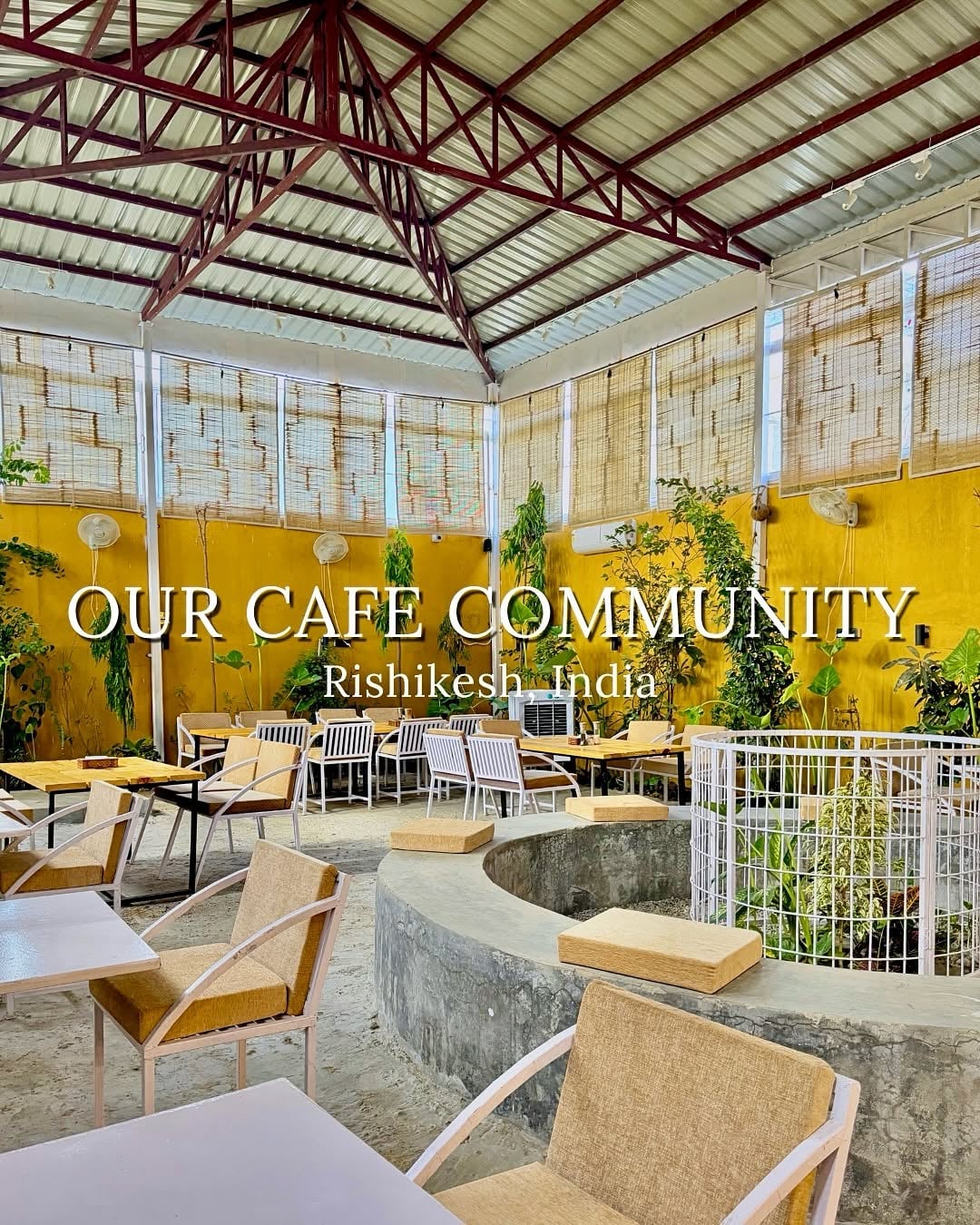 Himalayan Gardena Cafe dining space in Rishikesh