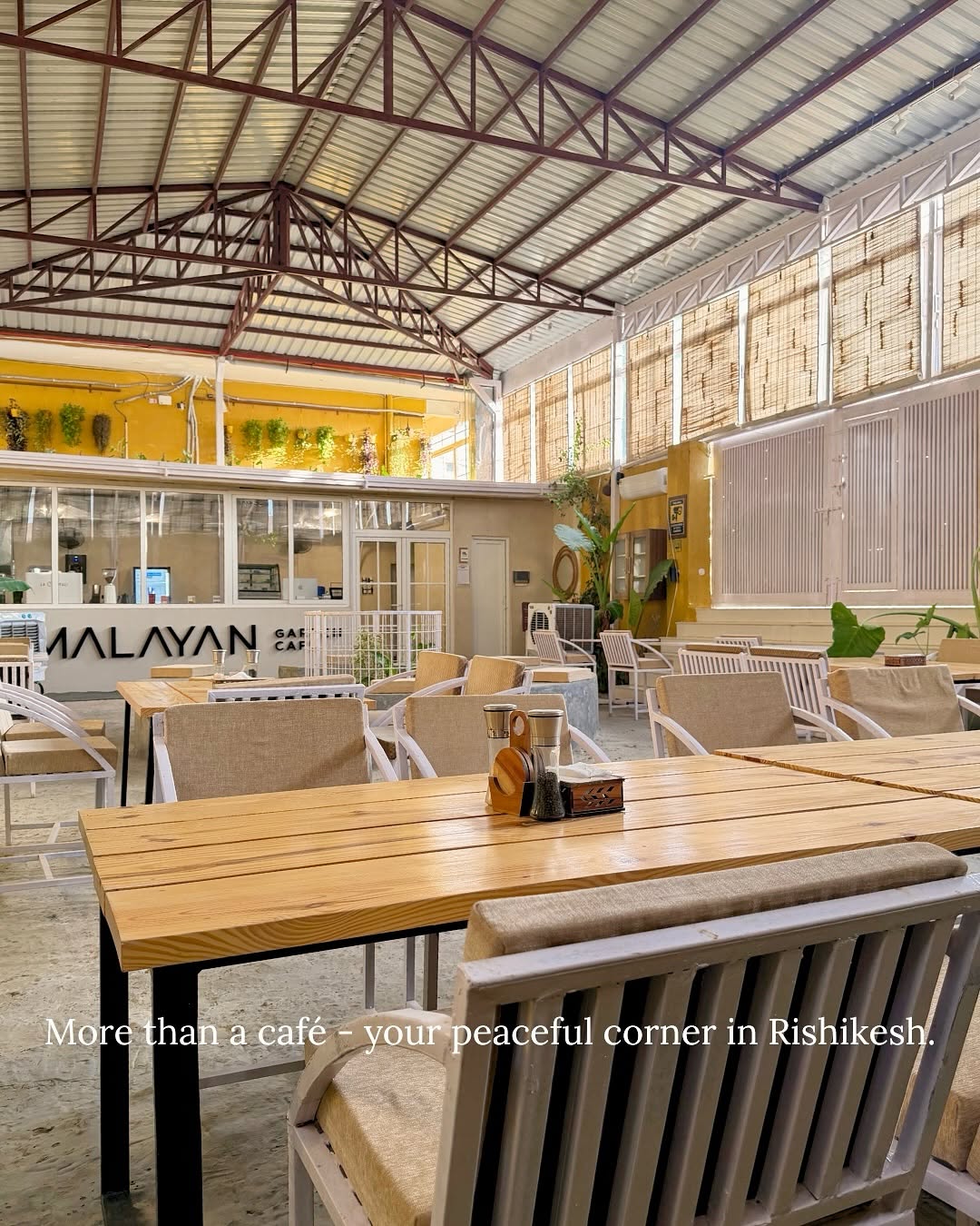 Himalayan Gardena Cafe interior in Rishikesh