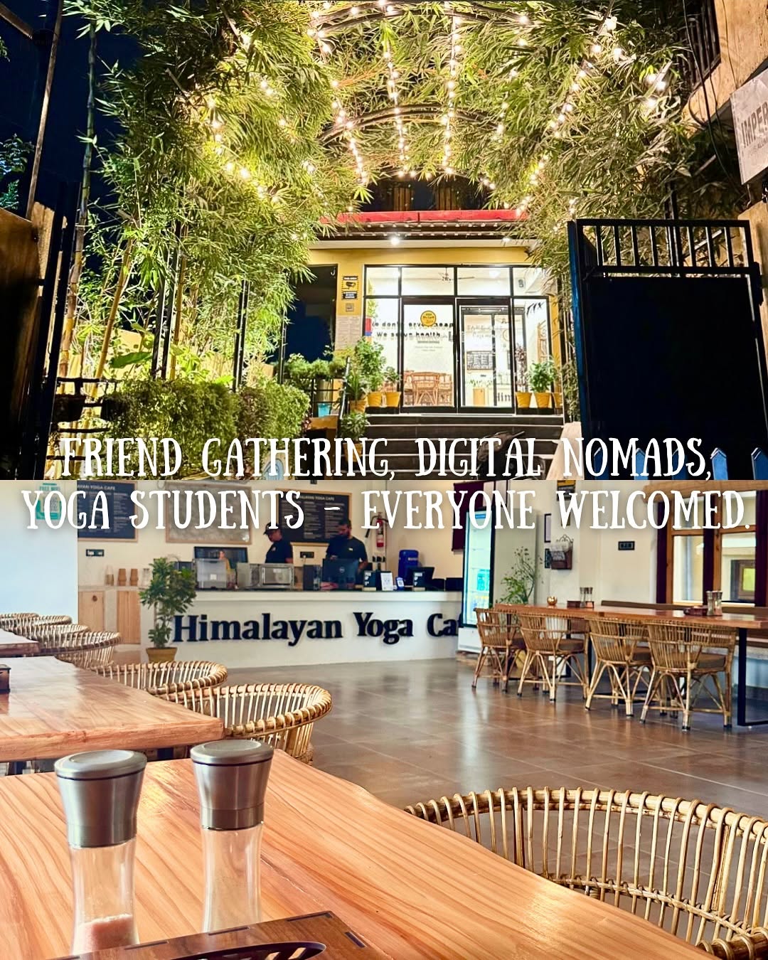 Healthy dining space at Himalayan Yoga Cafe Rishikesh