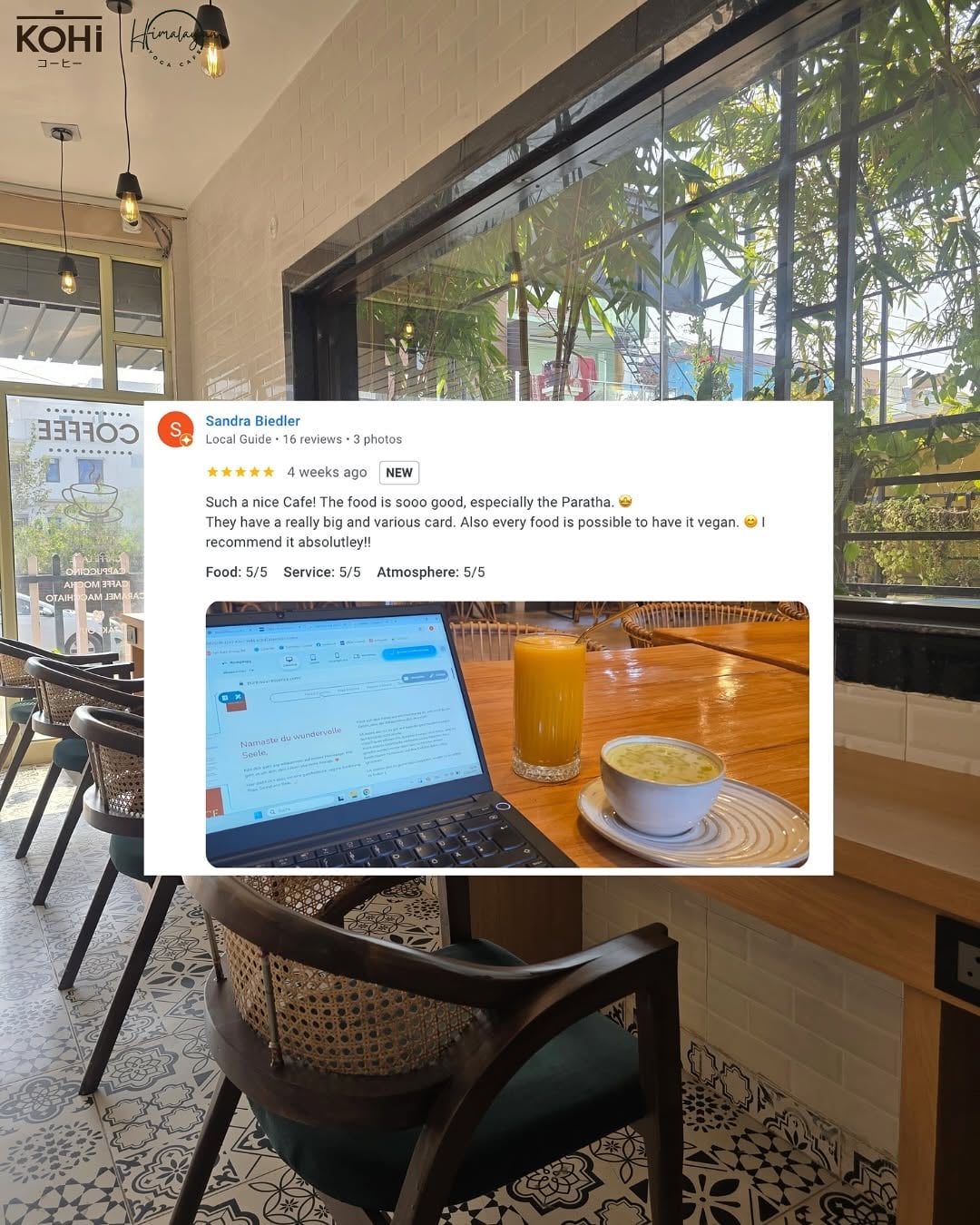 Kohi Cafe interior in Rishikesh
