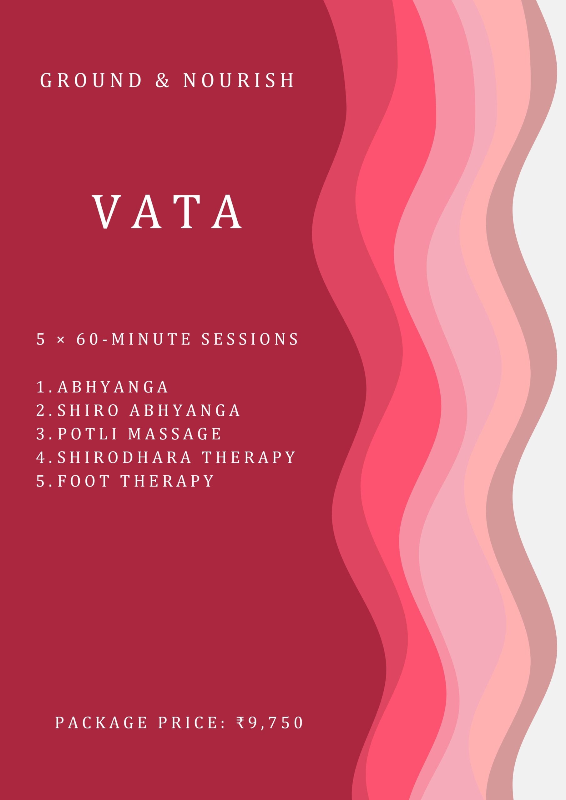 Vata Ground and Nourish five-session wellness package
