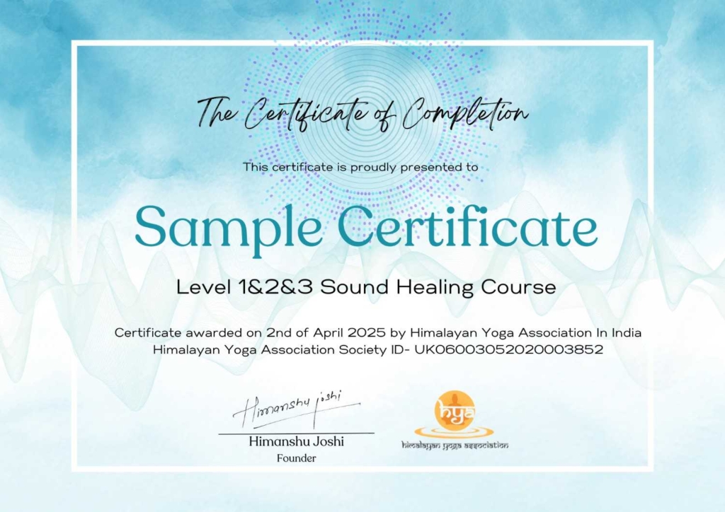Sound healing course certificate sample